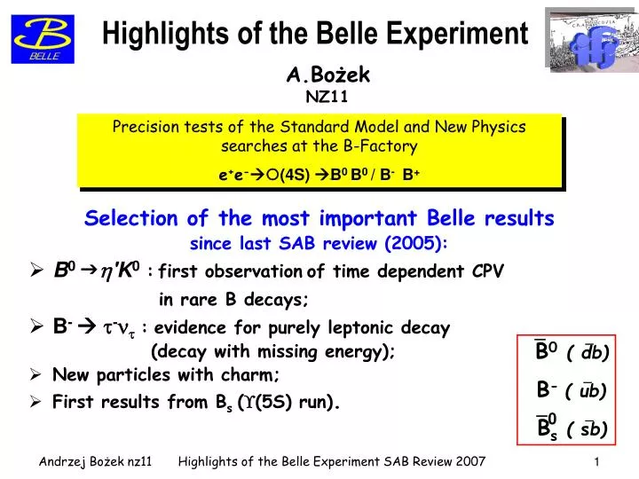 highlights of the belle experiment