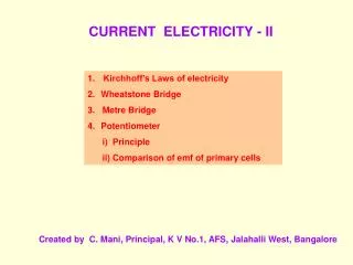 CURRENT ELECTRICITY - II