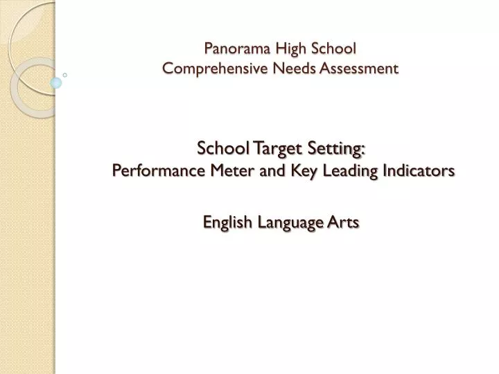 panorama high school comprehensive needs assessment