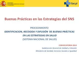 Buenas Prácticas en las Estrategias del SNS PROCEDIMIENTO