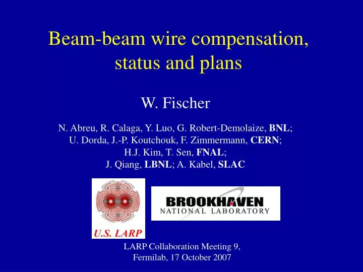 beam beam wire compensation status and plans