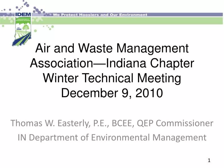 air and waste management association indiana chapter winter technical meeting december 9 2010
