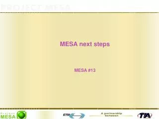 MESA next steps