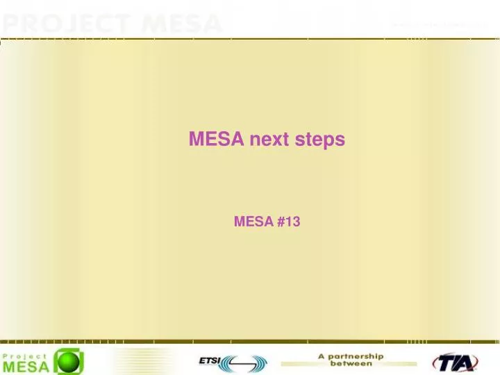 mesa next steps