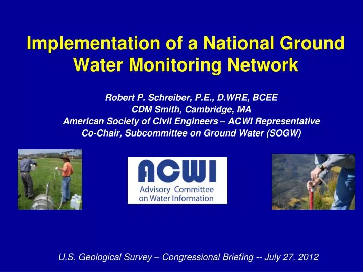 implementation of a national ground water monitoring network