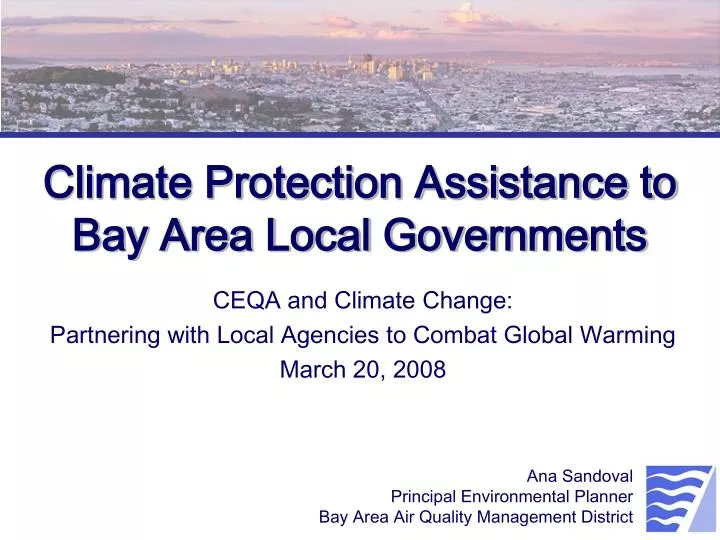 climate protection assistance to bay area local governments