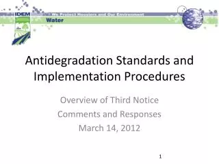 Antidegradation Standards and Implementation Procedures