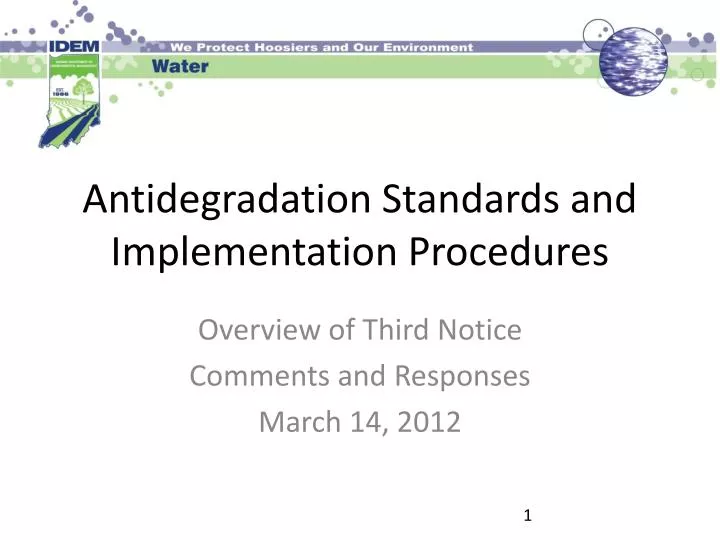 antidegradation standards and implementation procedures