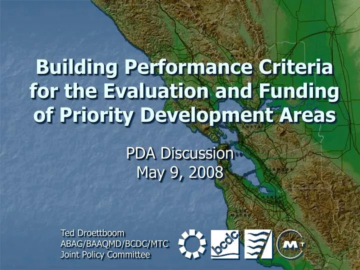 building performance criteria for the evaluation and funding of priority development areas