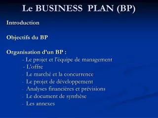 le business plan bp