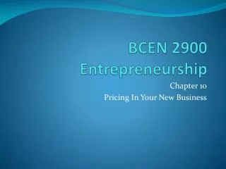 BCEN 2900 Entrepreneurship