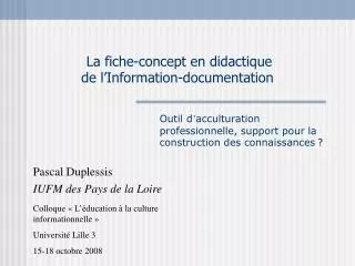 la fiche concept en didactique de l information documentation
