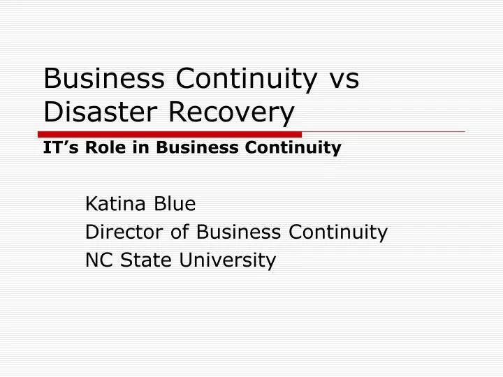 business continuity vs disaster recovery