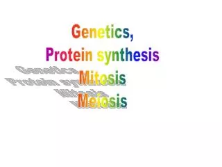Genetics, Protein synthesis Mitosis Meiosis
