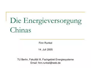 die energieversorgung chinas