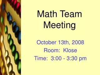 Math Team Meeting
