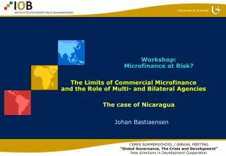 The Limits of Commercial Microfinance and the Role of Multi- and Bilateral Agencies