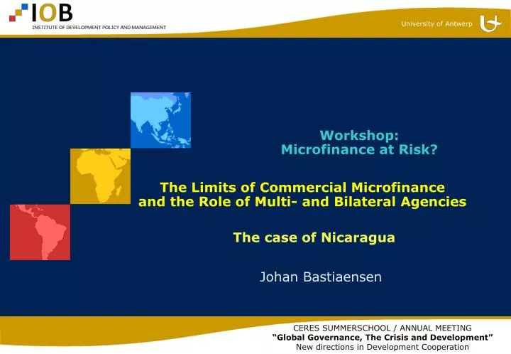 the limits of commercial microfinance and the role of multi and bilateral agencies