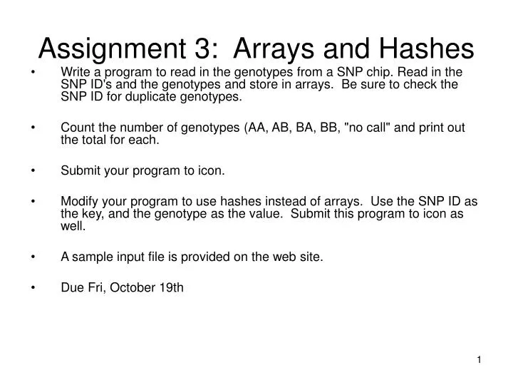 assignment 3 arrays and hashes