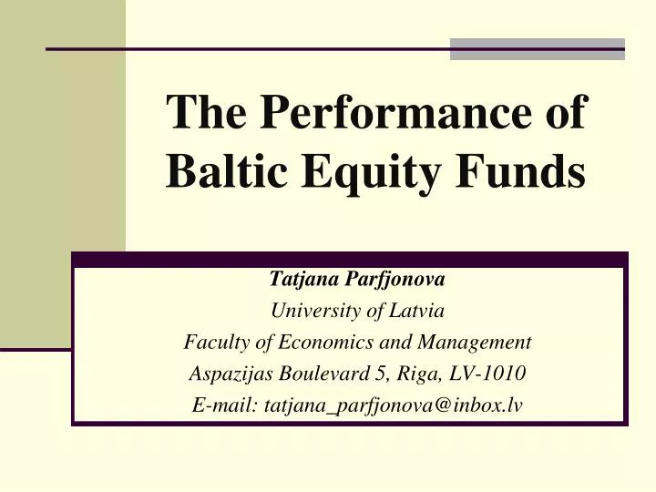 the performance of baltic equity funds