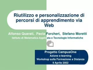 riutilizzo e personalizzazione di percorsi di apprendimento via web