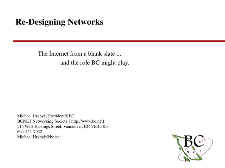 re designing networks