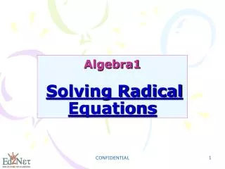 Algebra1 Solving Radical Equations
