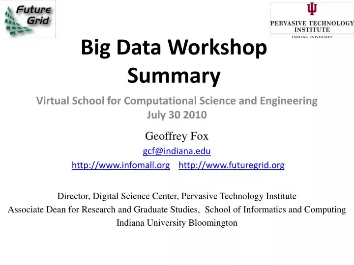 big data workshop summary