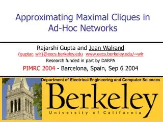 Approximating Maximal Cliques in Ad-Hoc Networks