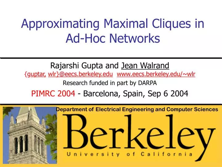 approximating maximal cliques in ad hoc networks