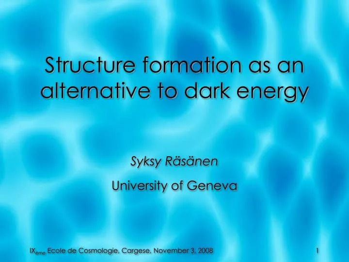 structure formation as an alternative to dark energy