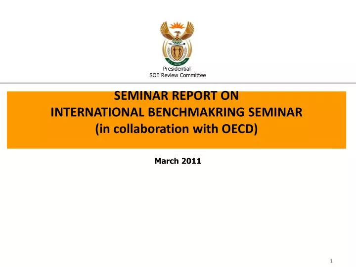 seminar report on international benchmakring seminar in collaboration with oecd