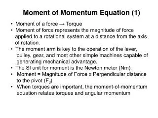 Moment of Momentum Equation (1)