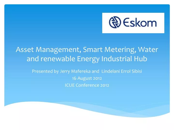 asset management smart metering water and renewable energy industrial hub