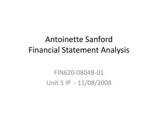 Antoinette Sanford Financial Statement Analysis