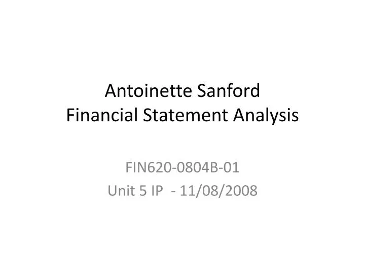 antoinette sanford financial statement analysis