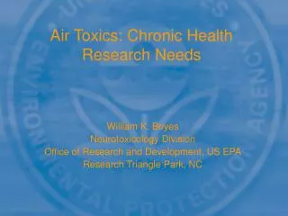 Air Toxics: Chronic Health Research Needs