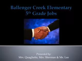 Ballenger Creek Elementary 5 th Grade Jobs