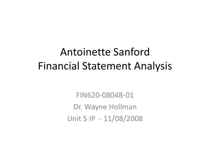 antoinette sanford financial statement analysis