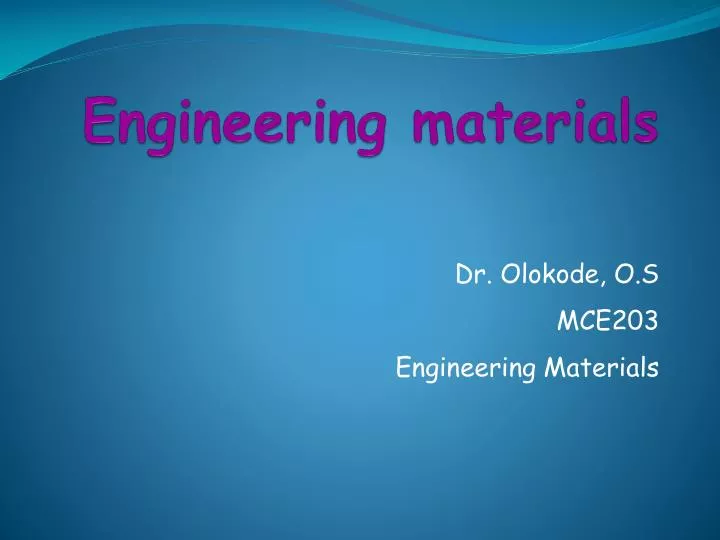 new materials in engineering presentation