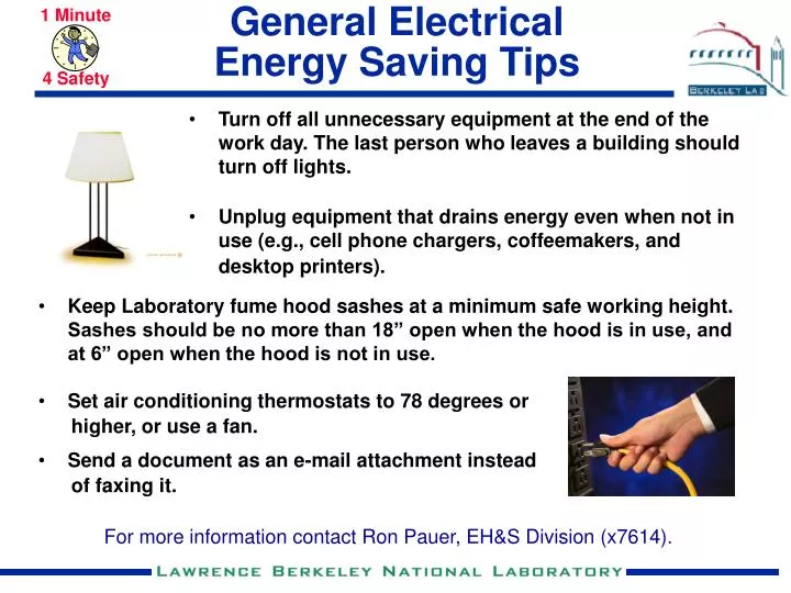 general electrical energy saving tips