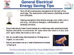 General Electrical Energy Saving Tips - slide 1