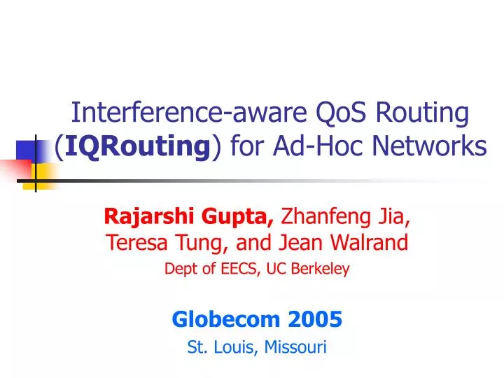 interference aware qos routing iqrouting for ad hoc networks