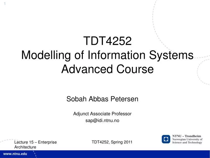 tdt4252 modelling of information systems advanced course