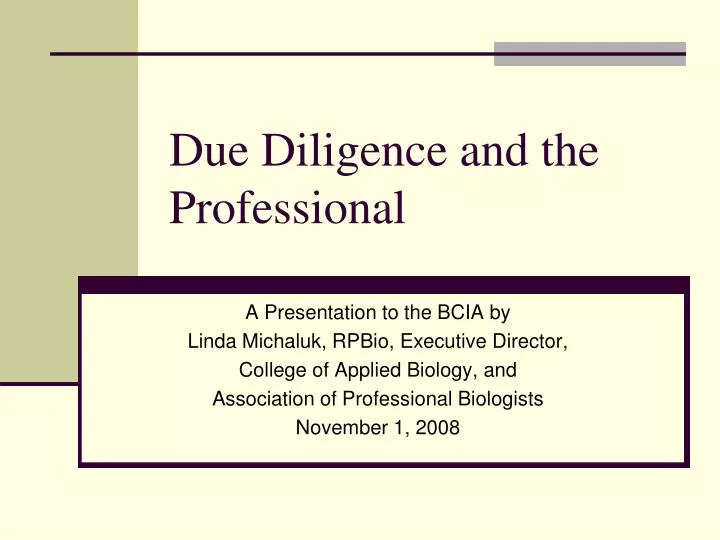 due diligence and the professional