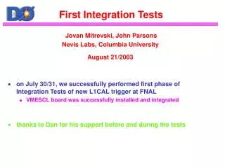 First Integration Tests