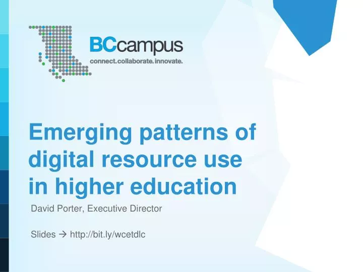 e merging patterns of digital resource use in higher education