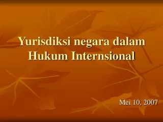 Yurisdiksi negara dalam Hukum Internsional