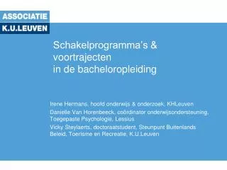 schakelprogramma s voortrajecten in de bacheloropleiding