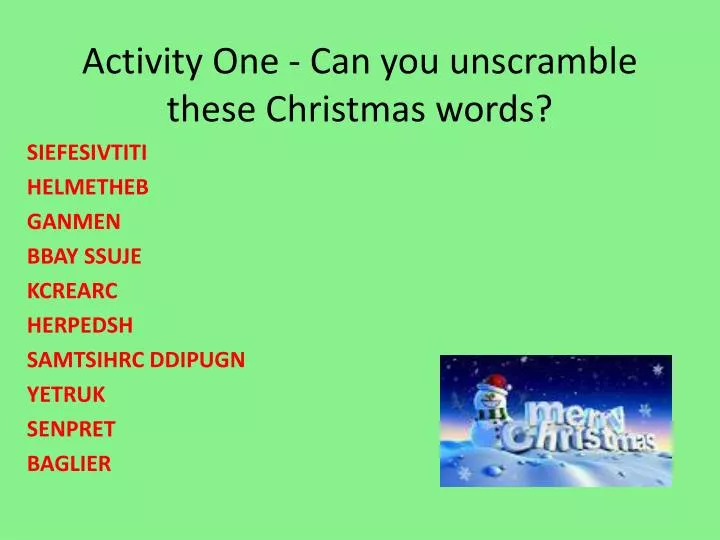 activity one can you unscramble these christmas words